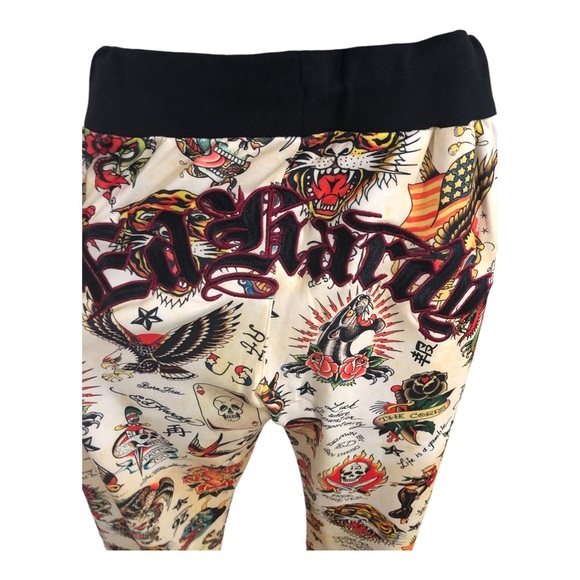 Ed Hardy Y2K throwback iconic Ed Hardy graphic print multi Track Pants size S - Picture 12 of 13